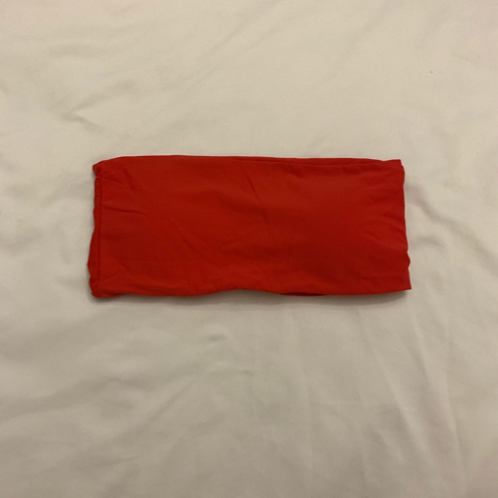 Red bandeau swim top